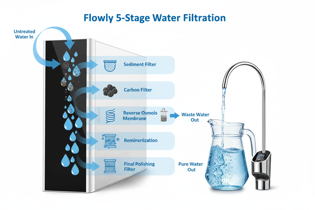 Infografika - proces filtracji wody